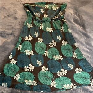 Vibrant Print Pure Silk Strapless Dress